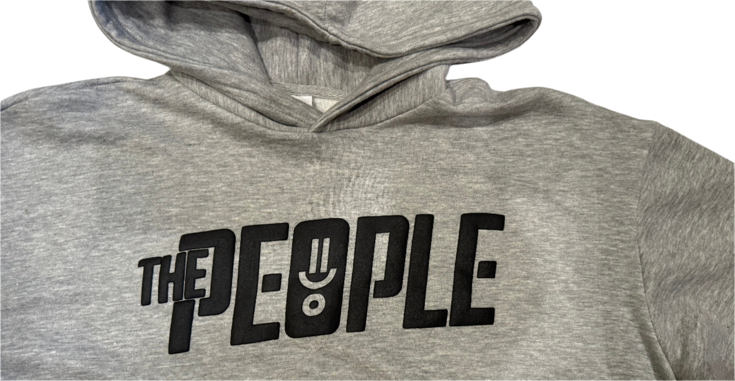 Gray sweatshirt with 'the PEOPLE' text on a white background